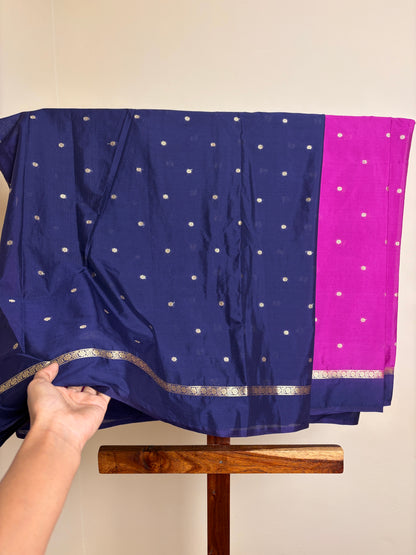Crape Silk - Magenta & Navy Blue