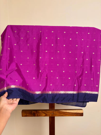 Crape Silk - Magenta & Navy Blue