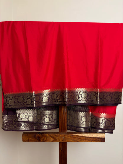 Crape Silk - Ruby Red & Brown