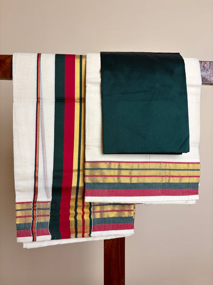 Set Mundu - Red & Green