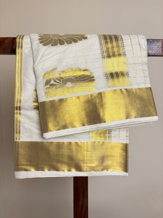 Set Saree - Golden Kasavu