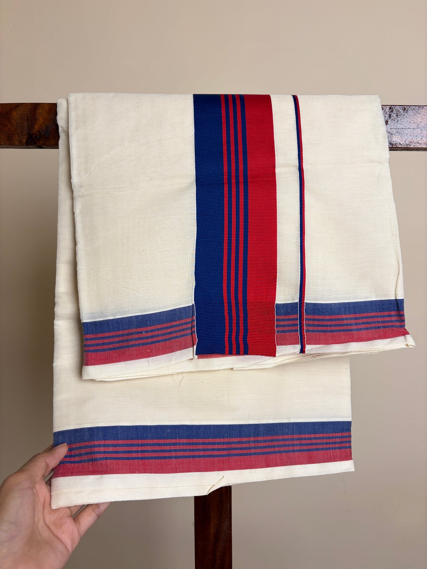 Set Saree - Red & Blue