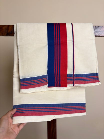 Set Saree - Red & Blue