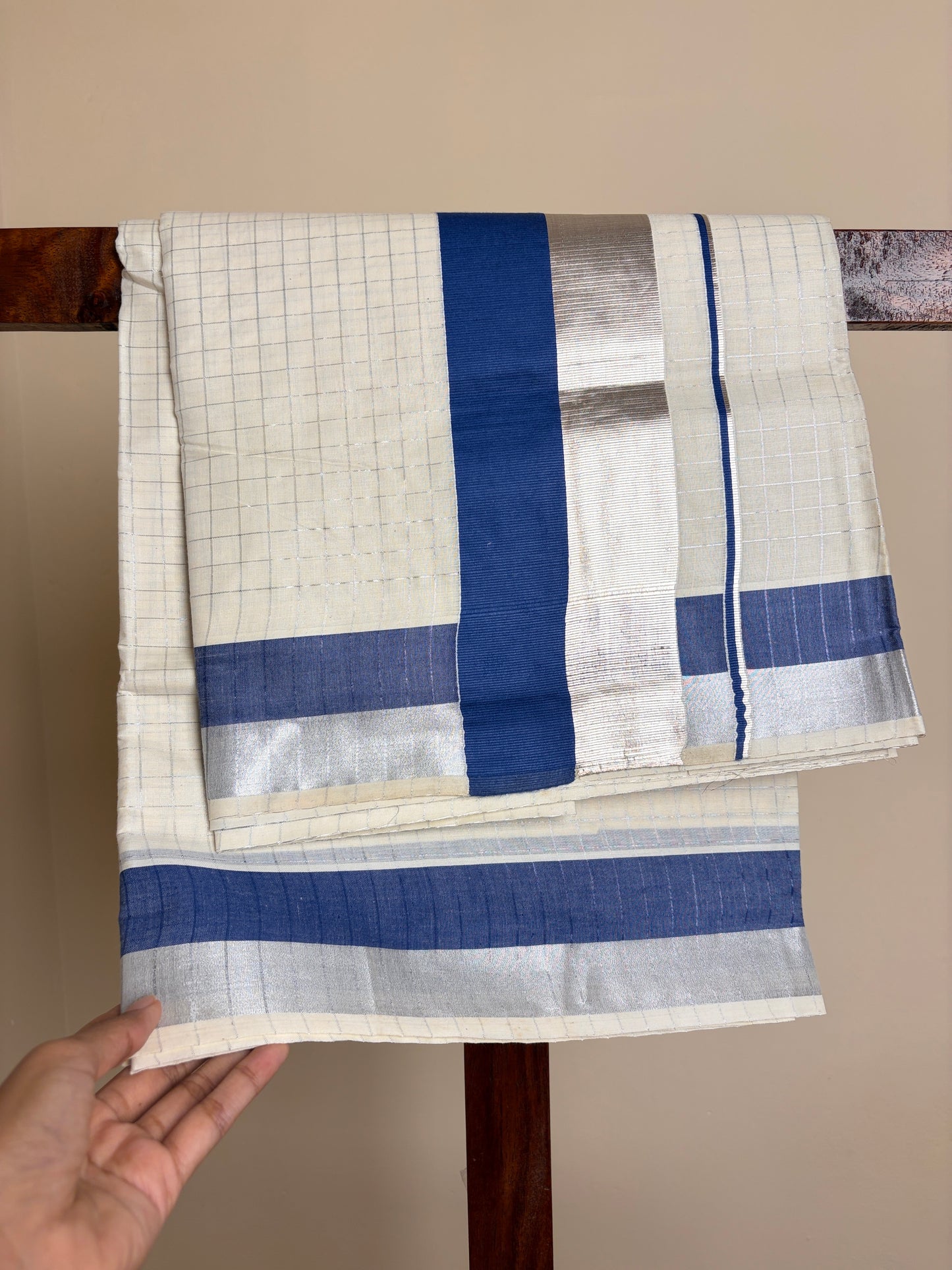 Set Saree - Blue & Silver